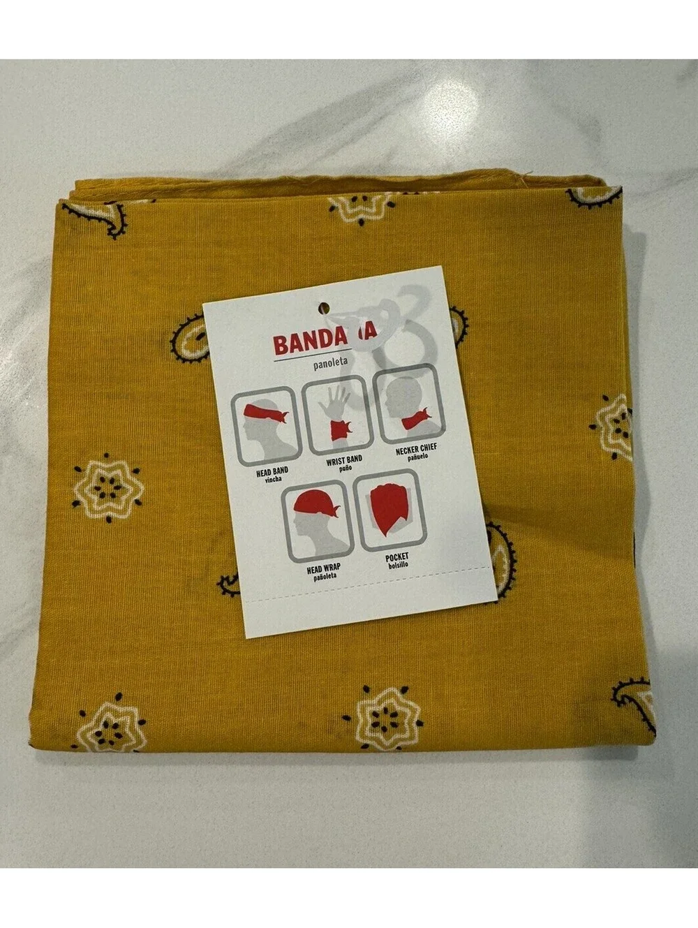 Black and yellow bandana. One Size